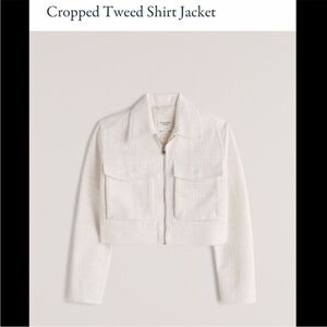 A&F White Cropped Tweed Jacket
